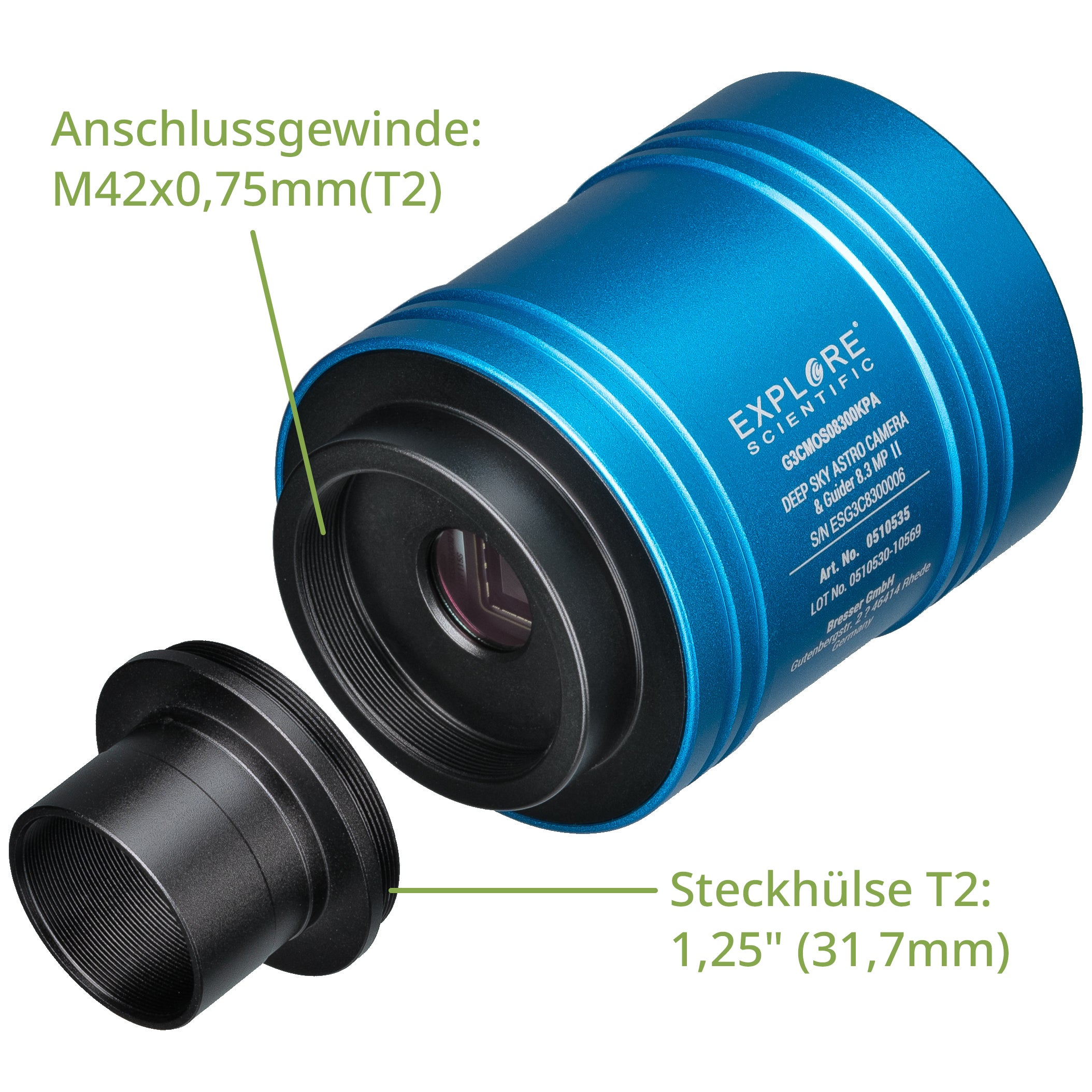 EXPLORE SCIENTIFIC 4K DEEP SKY ASTRO Camera &amp; Guider 8,3 MP II