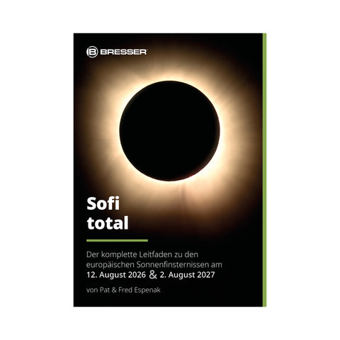 BRESSER Sofi total - Leitfaden zu den Sonnenfinsternissen 2026/27 (GERMAN) + 3x Solar Eclipse Glasses
