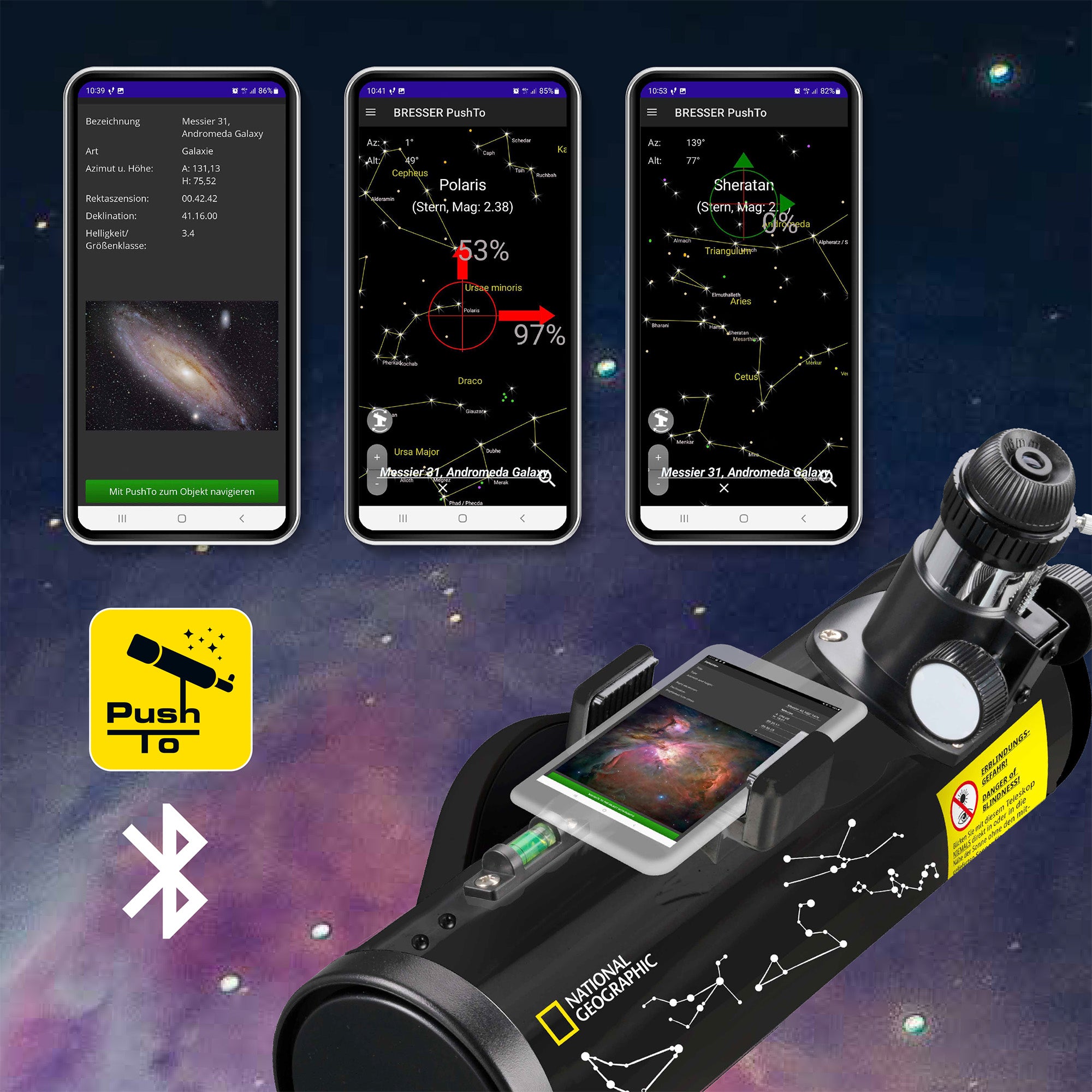 NATIONAL GEOGRAPHIC Smart Telescope PushTo NT-76/350