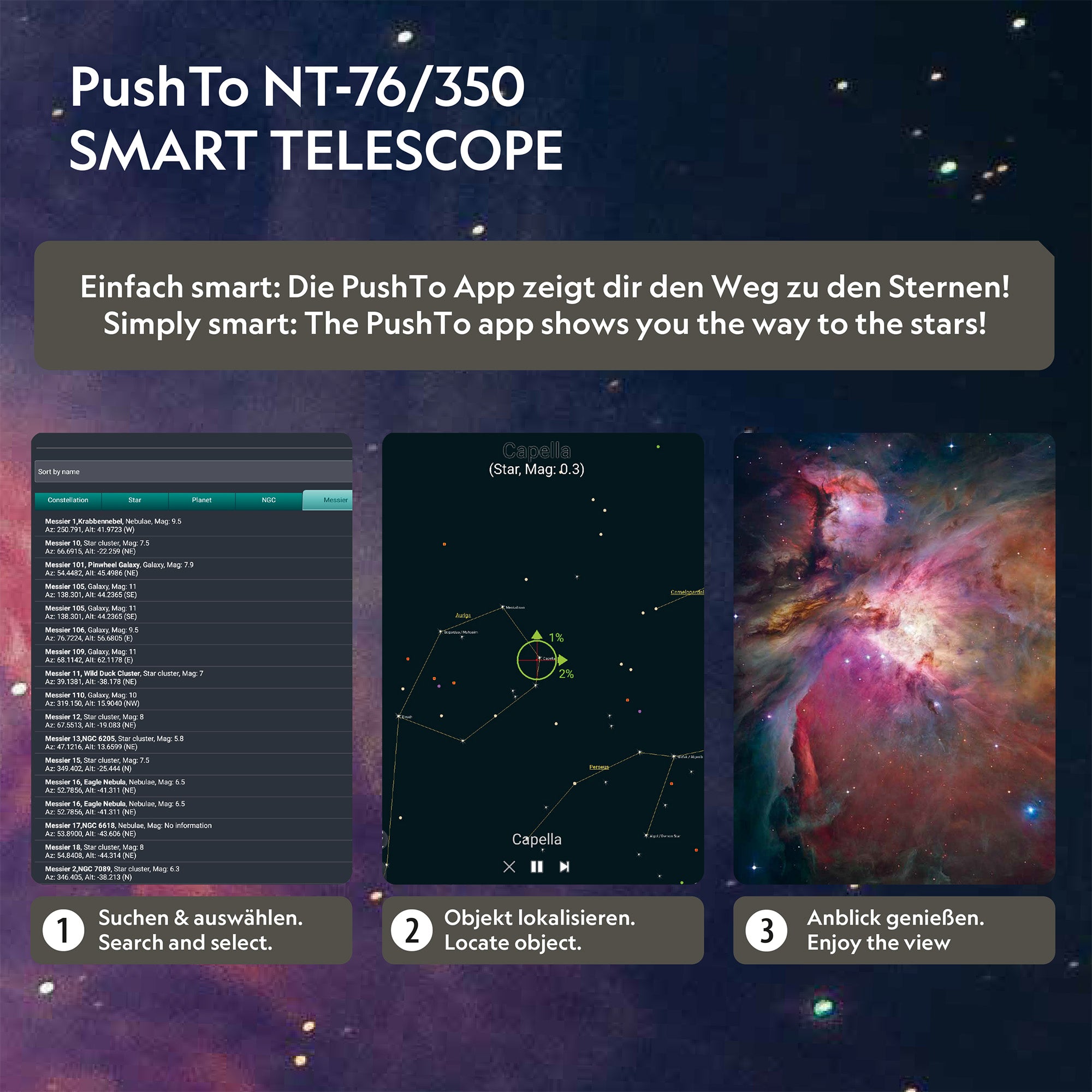 NATIONAL GEOGRAPHIC Smart Telescope PushTo NT-76/350