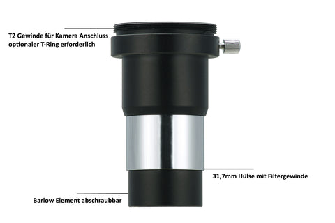 Vixen 2x Barlow Lens with T2 Thread