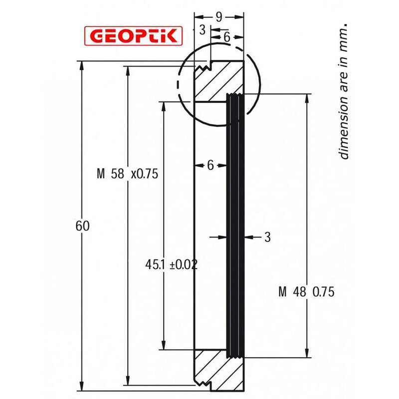 Geoptik adapter 50,8 mm / M58 za filtre na objektivu (3)