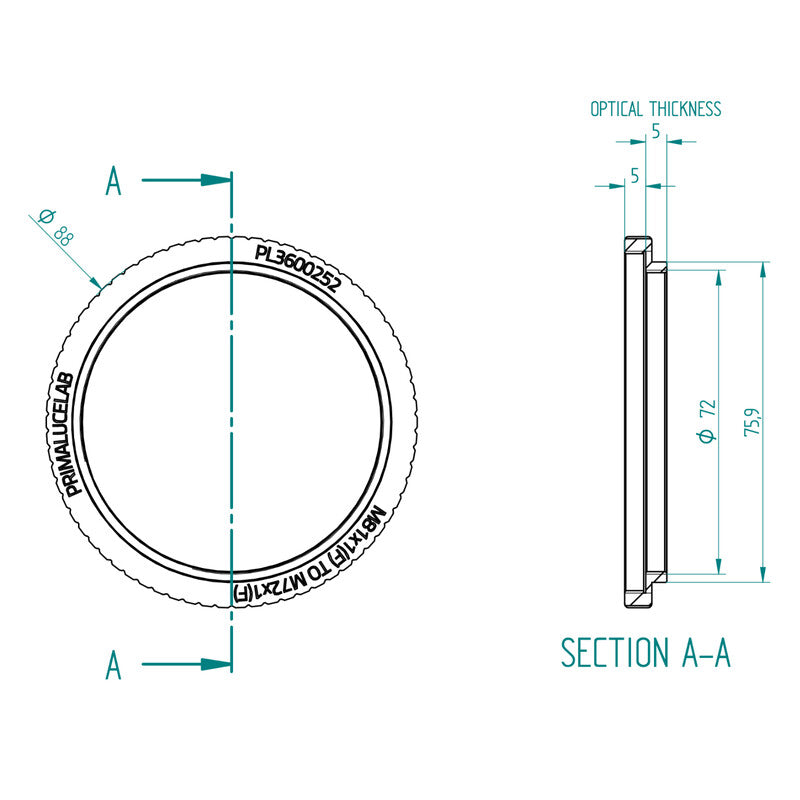 PrimaLuceLab adapter M81 na M72 za ESATTO 3" in ARCO 3" (2)