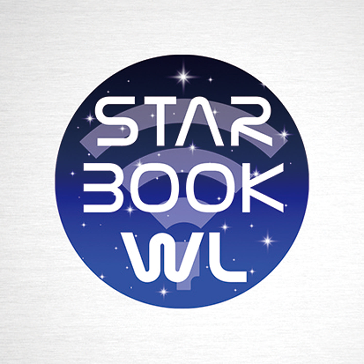 Round STAR BOOK WL logo with starry sky and stylized Wi-Fi symbol