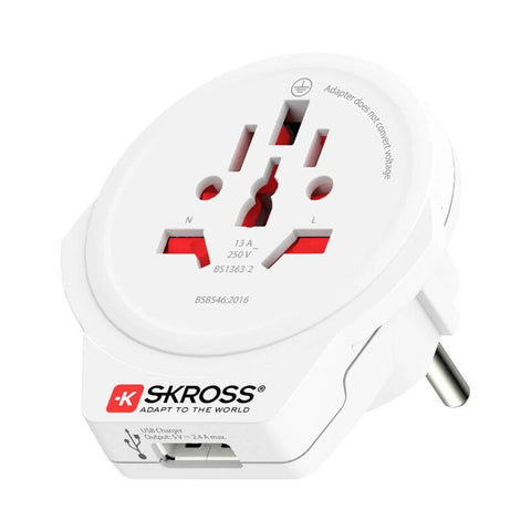 Skross potovalni adapter svet - Evropa z USB izhodom (1)