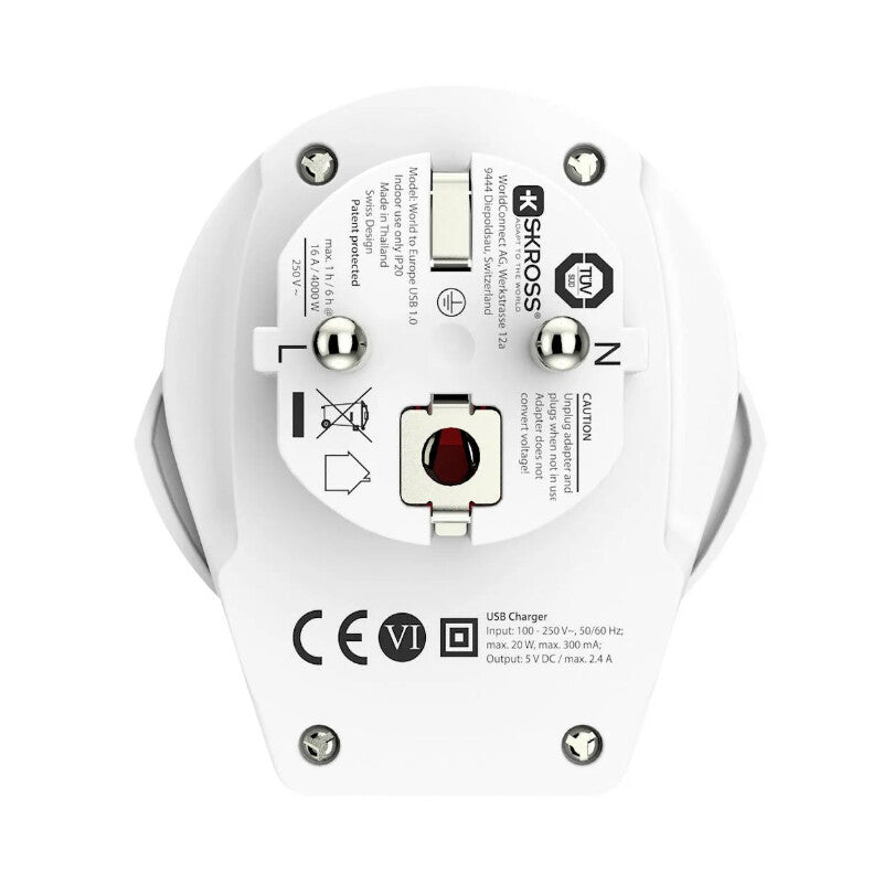 Skross potovalni adapter svet - Evropa z USB izhodom (2)