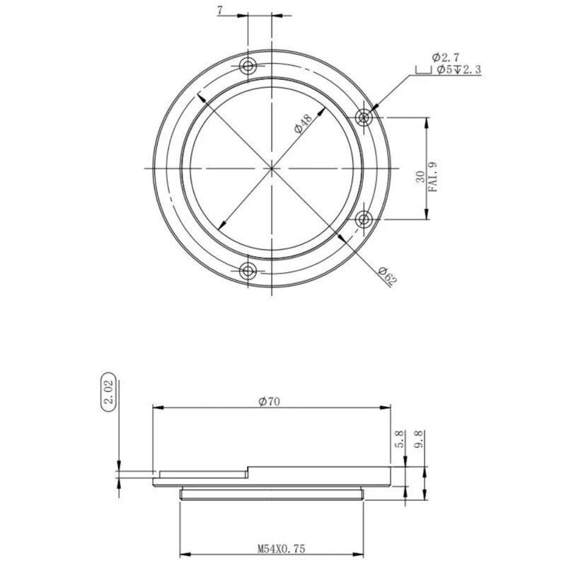 ZWO adapter M54 za predal za filtre (4)