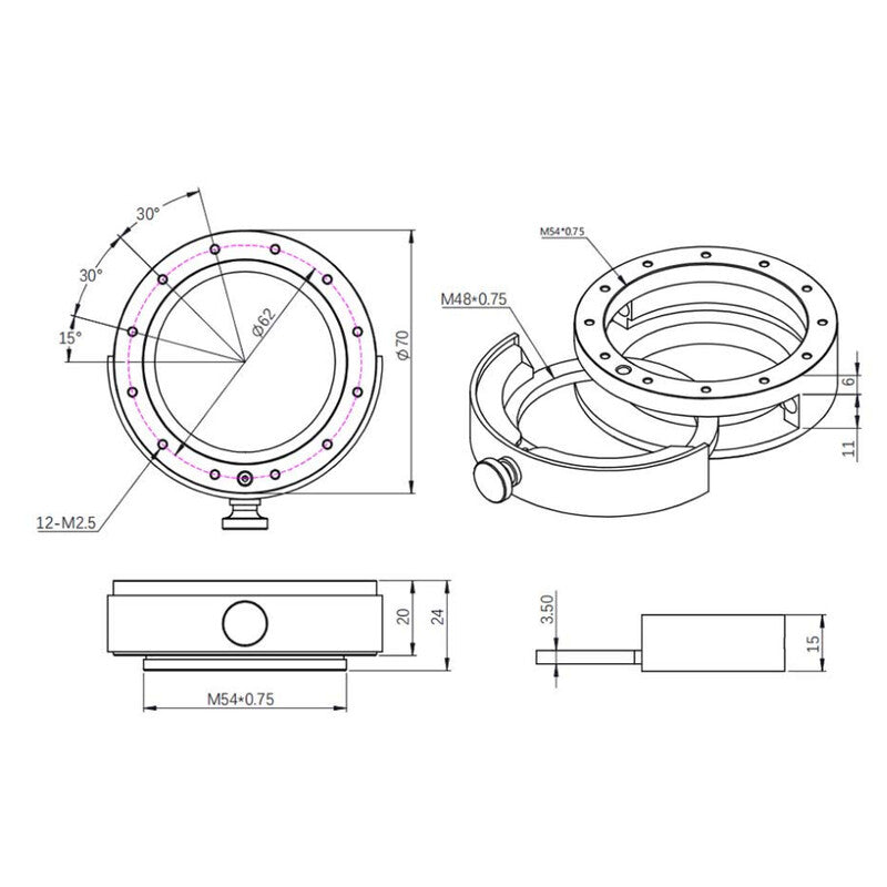 ZWO filtrski predal 2" s priklopom M54 (2)