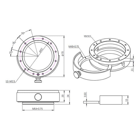 ZWO filtrski predal 2" s priklopom M54 (2)