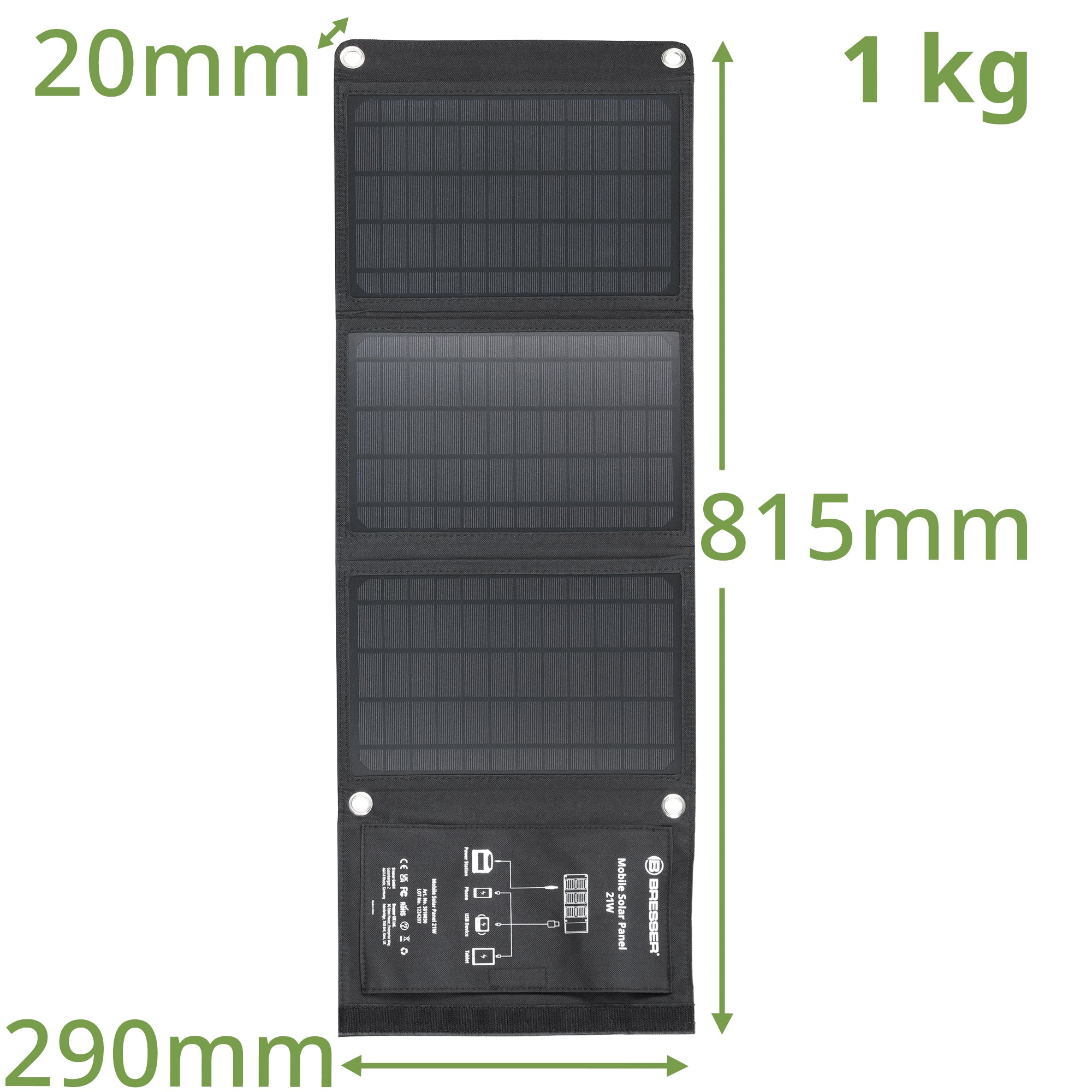 Mobilni solarni polnilnik BRESSER 21 W z USB in DC izhodom - Starfy.si
