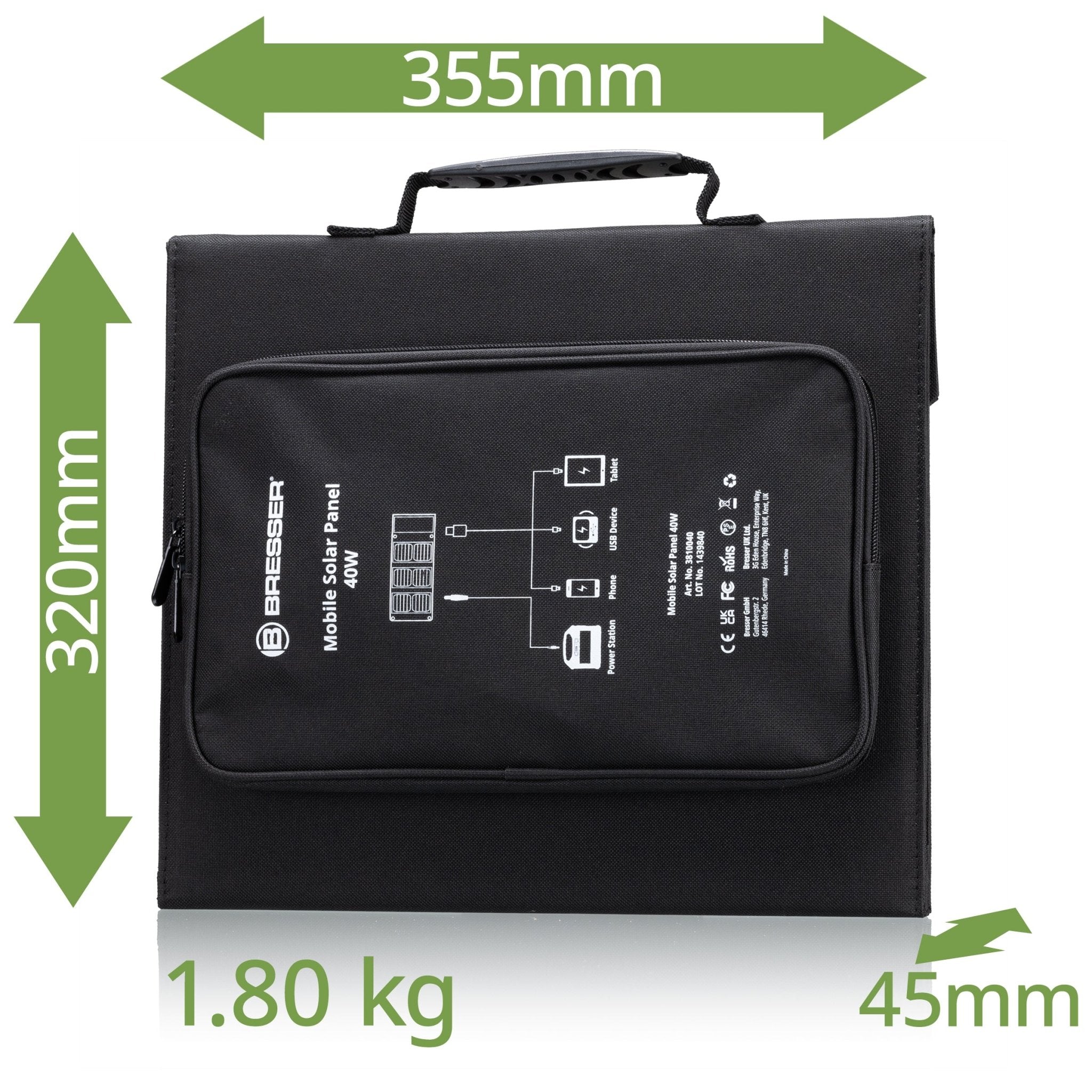 Mobilni solarni polnilnik BRESSER 40W z USB in DC izhodom - Starfy.si