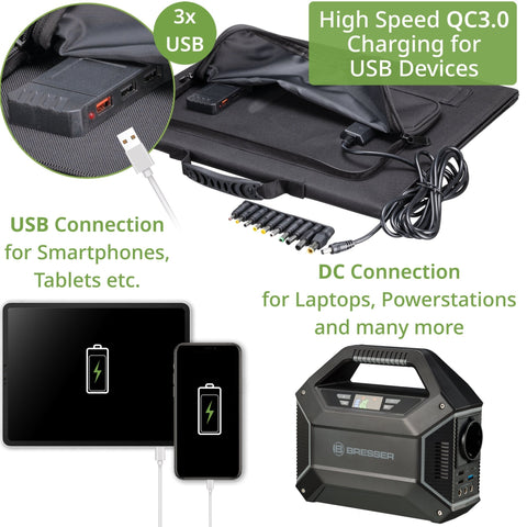 Mobilni solarni polnilnik BRESSER 40W z USB in DC izhodom - Starfy.si