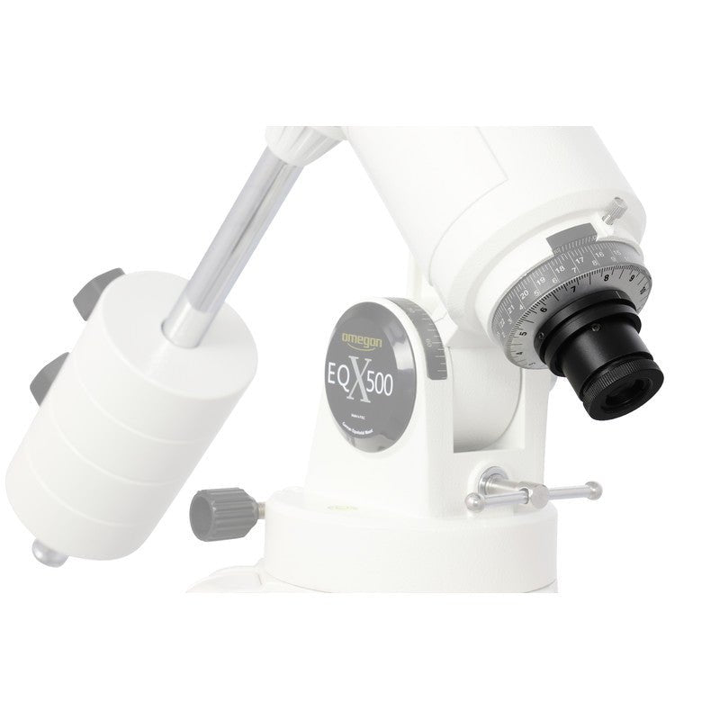 Omegon Mount EQ-500 X s sledilnim motorjem in polarnim iskalom montaža - Starfy.si