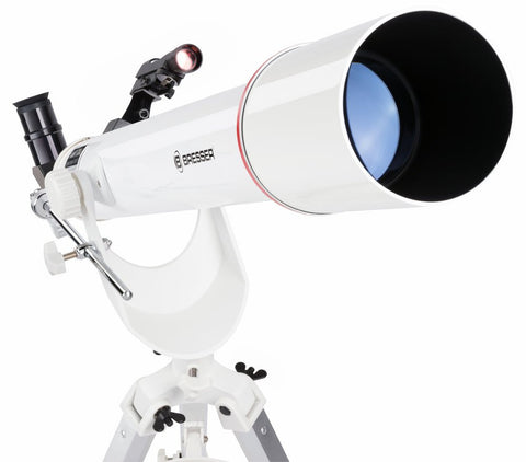 Refraktorski teleskop BRESSER Stellar 60/800 AZ z adapterjem za kamero pametnega telefona in solarnim filtrom - Starfy.si
